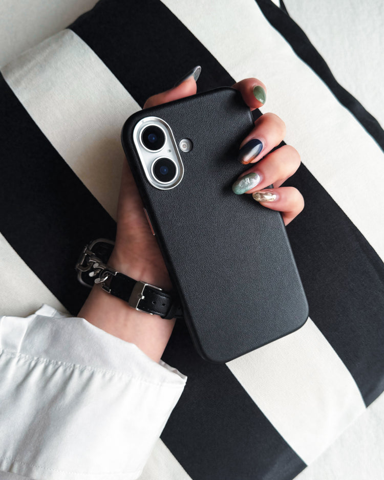 Real Leather Mag Case  iPhoneケース スマホケース (BLACK)