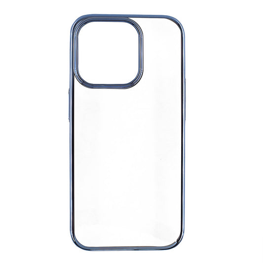 【2023 iPhone 15 Pro専用】サイドメッキ  iPhone 背面ケース(ブルー)