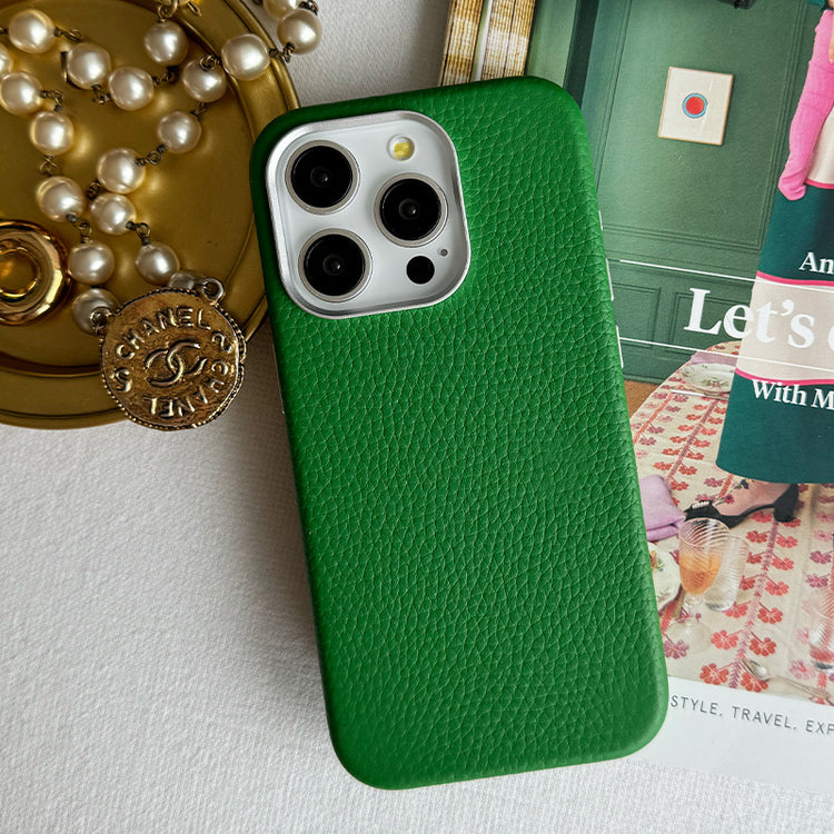 Rich in color Leather Mag Case iPhoneケース スマホケース(avocado green)