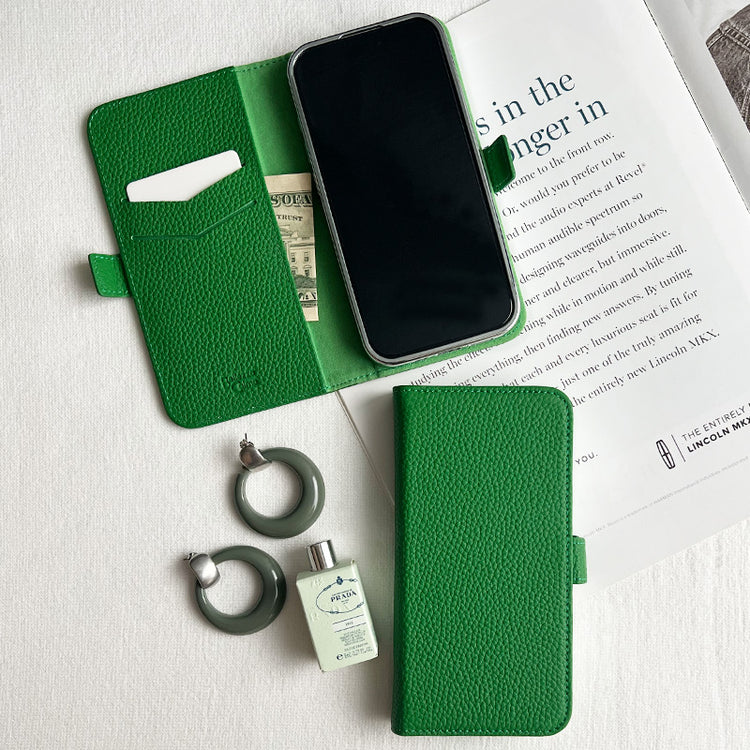 Rich in color Leather Book 手帳型ケース iPhoneケース スマホケース(avocado green)