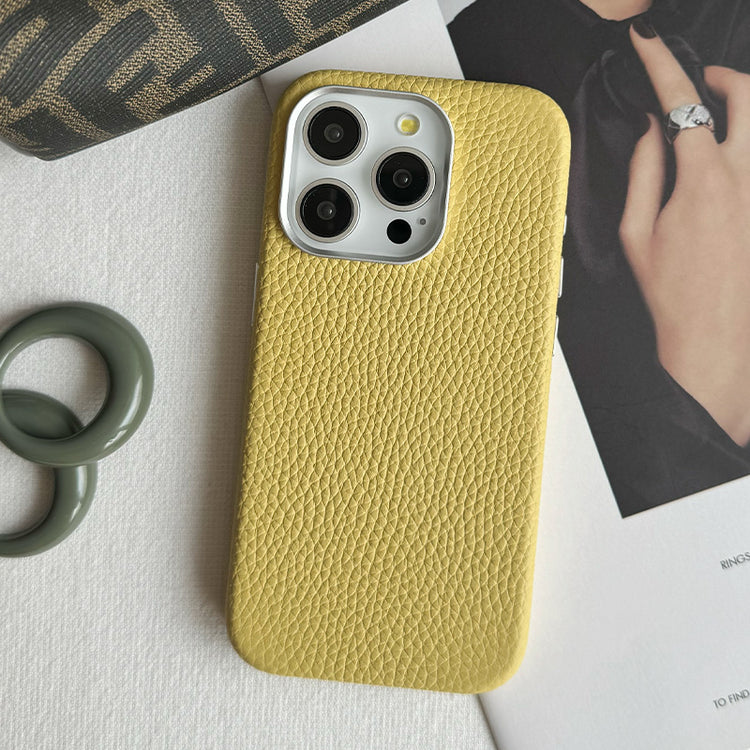 Rich in color Leather Mag Case iPhoneケース スマホケース(banana yellow)