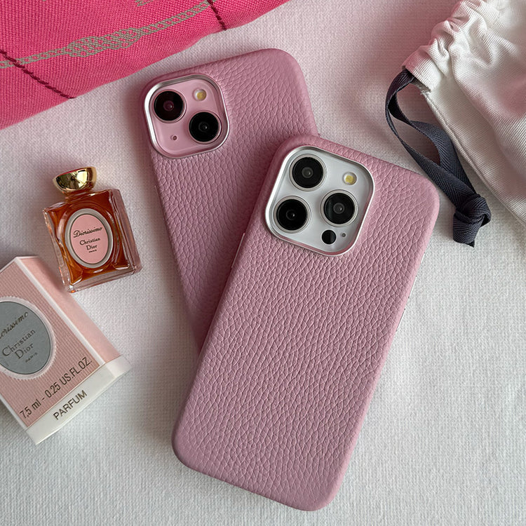 Rich in color Leather Mag Case iPhoneケース スマホケース(peach pink)