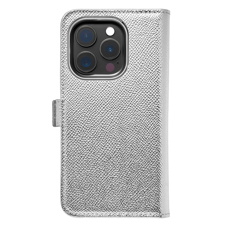 Rich in color Leather Book 手帳型ケース iPhoneケース スマホケース(silver)