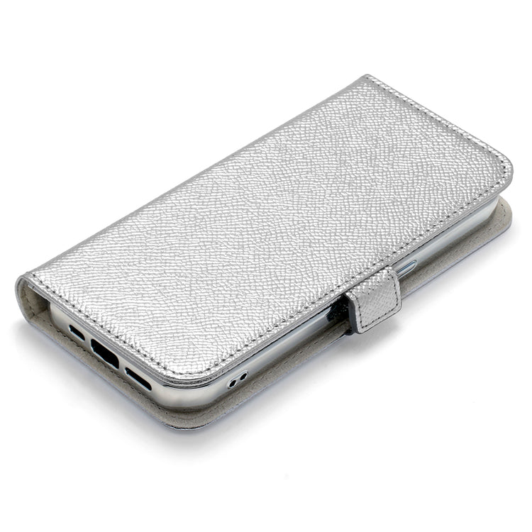 Rich in color Leather Book 手帳型ケース iPhoneケース スマホケース(silver)