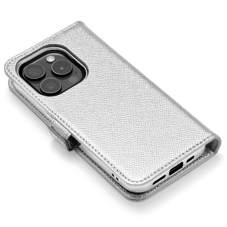 Rich in color Leather Book 手帳型ケース iPhoneケース スマホケース(silver)