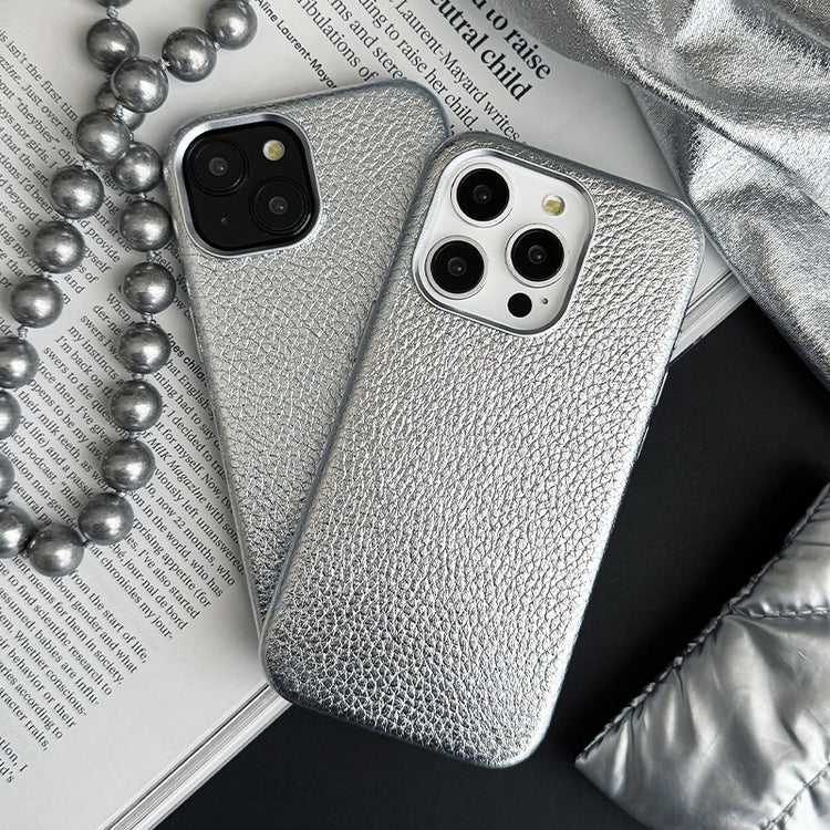 Rich in color Leather Mag Case iPhoneケース スマホケース(silver)