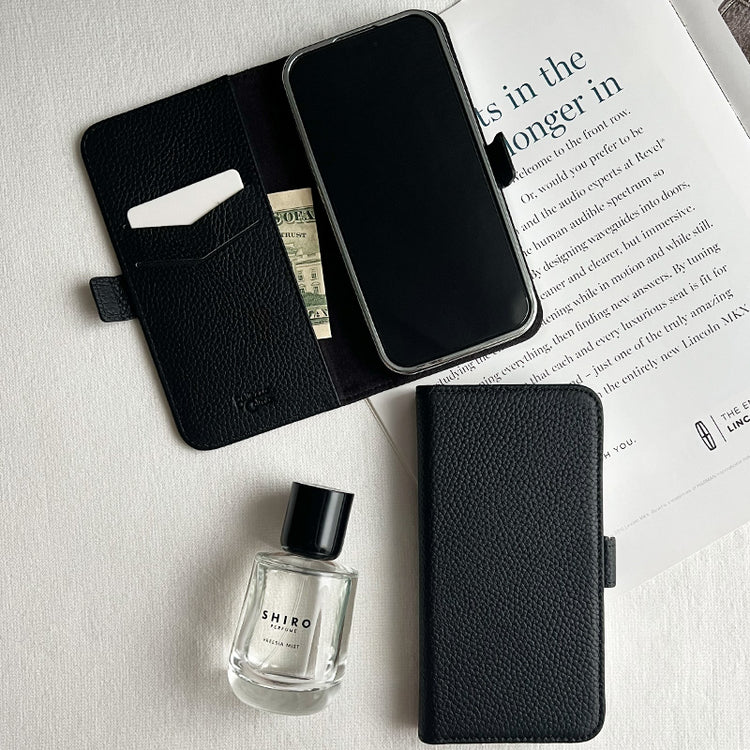 Rich in color Leather Book 手帳型ケース iPhoneケース スマホケース(truffle black)