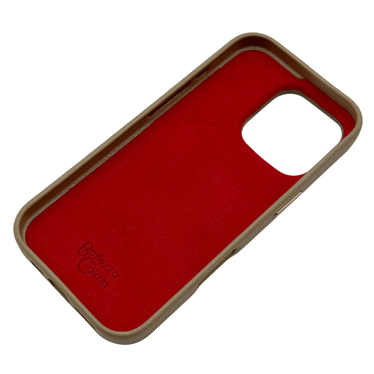 Tone Switch Mag Case  レザーケース iPhoneケース スマホケース(BEIGE×RED)