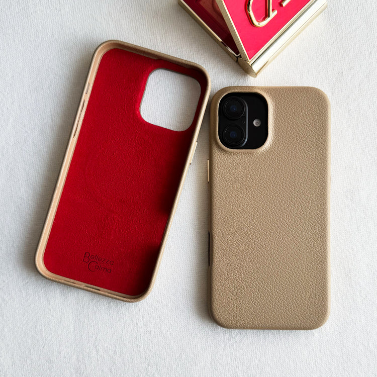 Tone Switch Mag Case  レザーケース iPhoneケース スマホケース(BEIGE×RED)