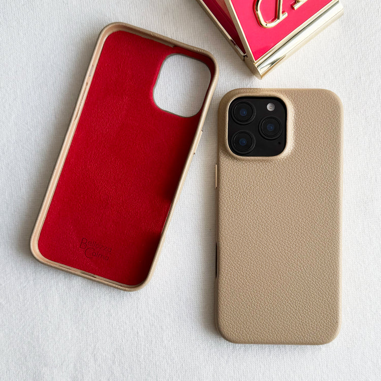 Tone Switch Mag Case  レザーケース iPhoneケース スマホケース(BEIGE×RED)