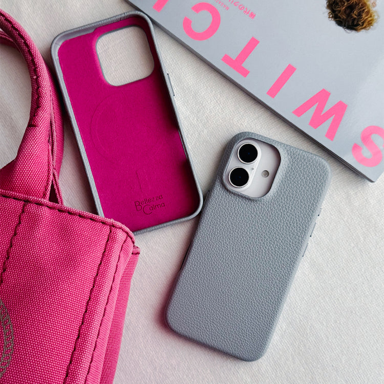 Tone Switch Mag Case  レザーケース iPhoneケース スマホケース(GRAY×PINK)