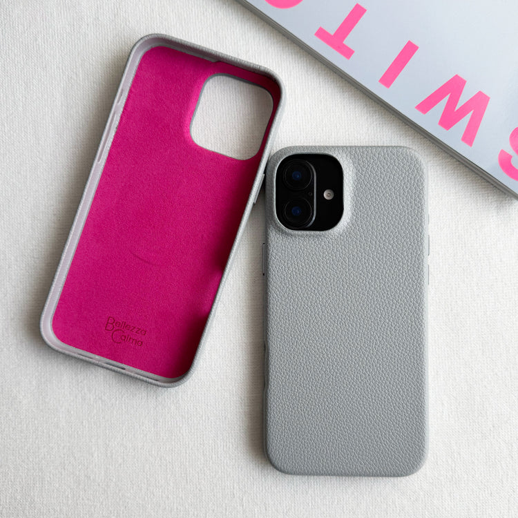 Tone Switch Mag Case  レザーケース iPhoneケース スマホケース(GRAY×PINK)