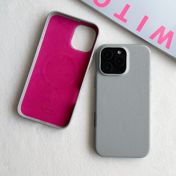 Tone Switch Mag Case  レザーケース iPhoneケース スマホケース(GRAY×PINK)