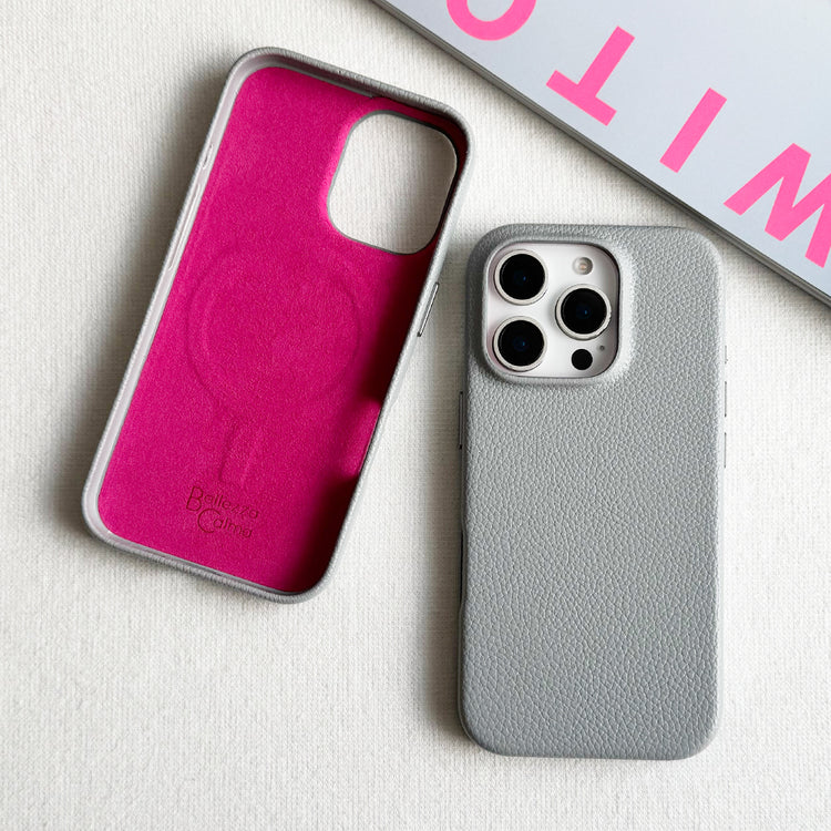 Tone Switch Mag Case  レザーケース iPhoneケース スマホケース(GRAY×PINK)