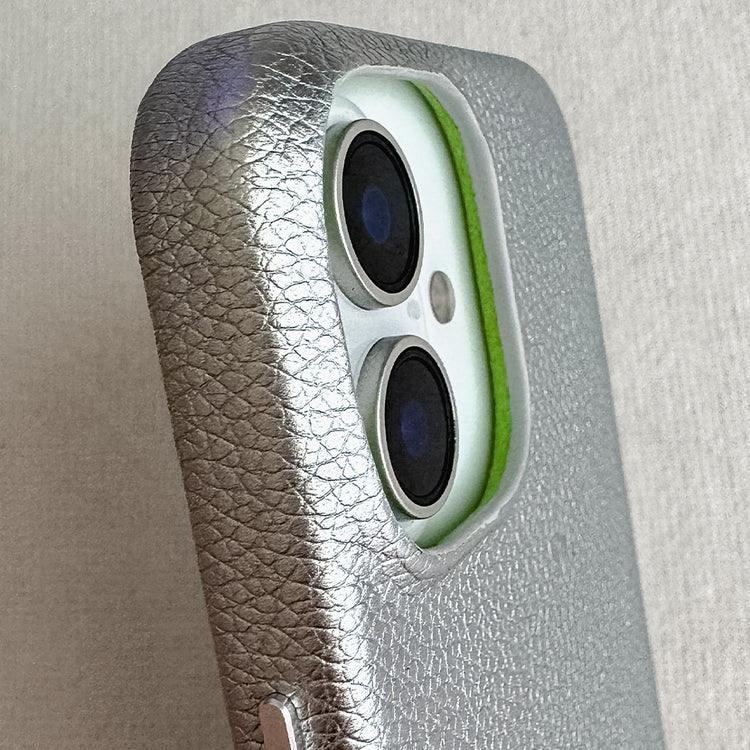 Tone Switch Mag Case レザーケース iPhoneケース スマホケース(SILVER×LIME)