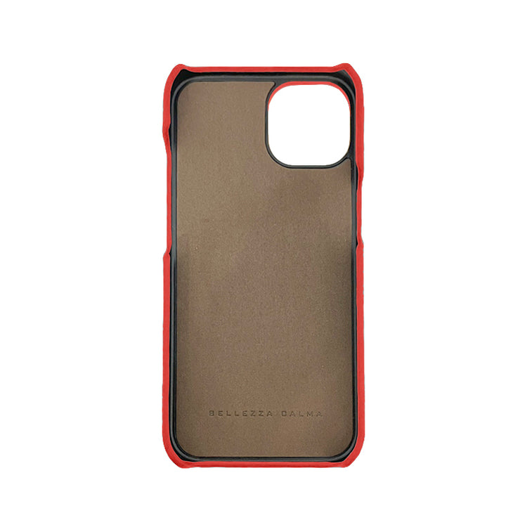 【iPhone13専用】 REAL LEATHER iPhone 背面ケース(レッド)