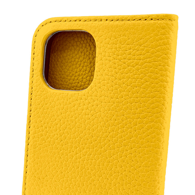 【iPhone13専用】 REAL LEATHER iPhone 手帳型ケース(イエロー)